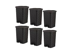 Mini Trash Can with Foot Pedal (Wicker Brown 6 QT.), 6 Pack