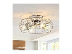 Parrot Uncle Low Profile Ceiling Fan with Lights, Nickel