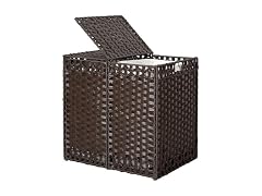 130L Foldable Laundry Hamper with Lid - Handwoven Rattan