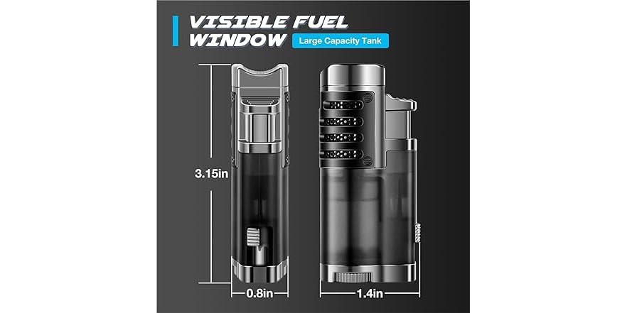 iopklm Refillable Butane, Triple Jet Lighter