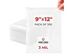 Paclord 1 Gallon 9" x 12" Slider Zip Poly Bags, Pack of 300