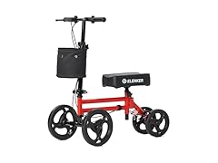ELENKER Knee Scooter Economy Knee Walker with Dual Braking System for Injury or Surgery to The Foot, Ankle Injuries Dark Red (Open Box)