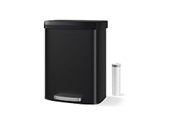 16 Gal/60L Stainless Steel Trash Can with Soft-Close Plastic Lid