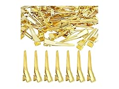 100pcs 1.4 Inches (3.5 cm) Golden Single Prong Curl Clips