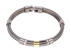 Blackjack Jewelry 18K Gold Plated Stainless Steel Multi Cable Bangle