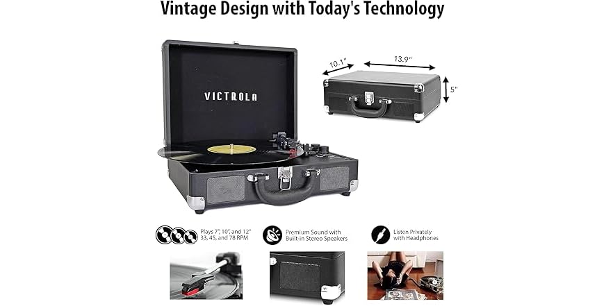 (NEW) Victrola Journey+ Signature Bluetooth Suitcase Record Player
