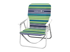 CARIBBEAN JOE Beach Chair, 1 Position (Blue and Lime Stripe)