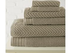 6-Piece Zero Twist Herringbone Towel Set