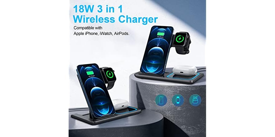 MAXFOX Wireless 3 in 1 Charging Station