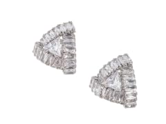 Silver Triangle CZ Stud Earrings