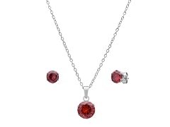 Red Stone Necklace & Earring Set