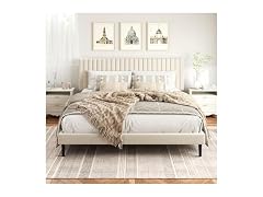King Platform Bed, Velvet Headboard