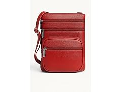 Genuine Leather Multi-Zippered Crossbody Bag