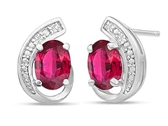 1 1/2ct Created Ruby & Diamond Stud Earrings
