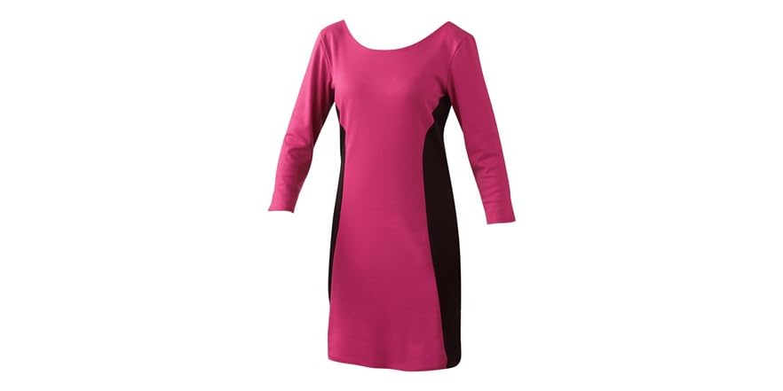 Colorblock Ponte Dress, Fuschia/Black