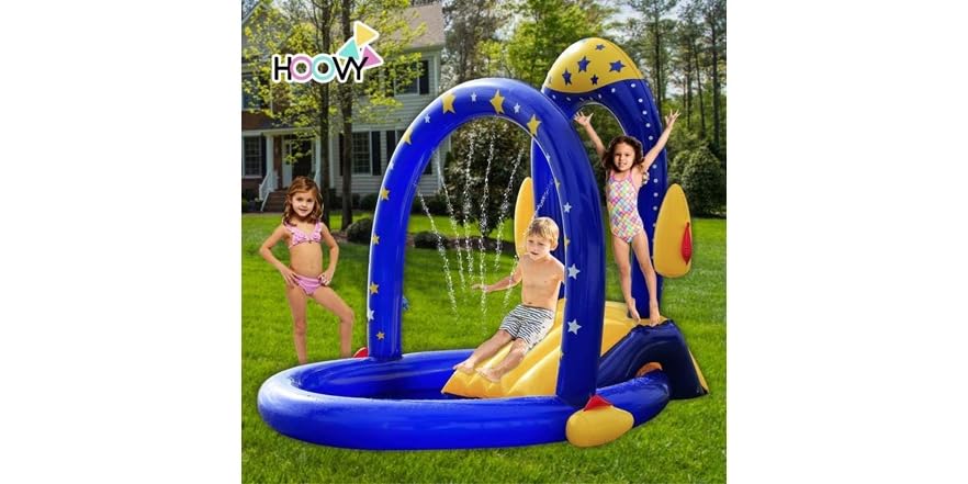 Inflatable Rocket Pool With Water Slide