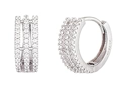 White Gold & Crystal Huggie Earrings Made With SWAROVSKI ELEMENTS