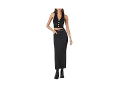 Forever 21  (S) Midi Slit Skirt Washed Black