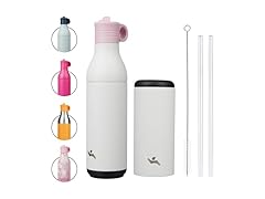 SS Water Bottle with Straw, White