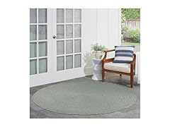 Superior Reversible Braided Area Rug, 6' rd, Fog Green