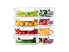 HOMBERKING 8pk 36oz White Glass Food Containers