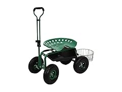 Sunnydaze Garden Cart w/ Wheels - Garden Stool