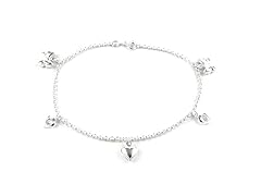 SS Se Crystal Heart , Bow Charm Bracelet