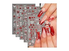 Puyokinm Red Love Hearts Nail Decals