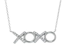 Sterling Silver Pave XOXO Necklace