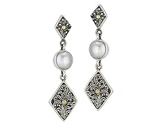 Freshwater Pearl and Plate Stud Earrings