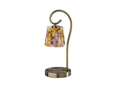 Adesso Candle Warmer Lamp, Antique Brass & Floral Shade