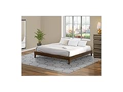 East West King Platform Bed Frame-Walnut