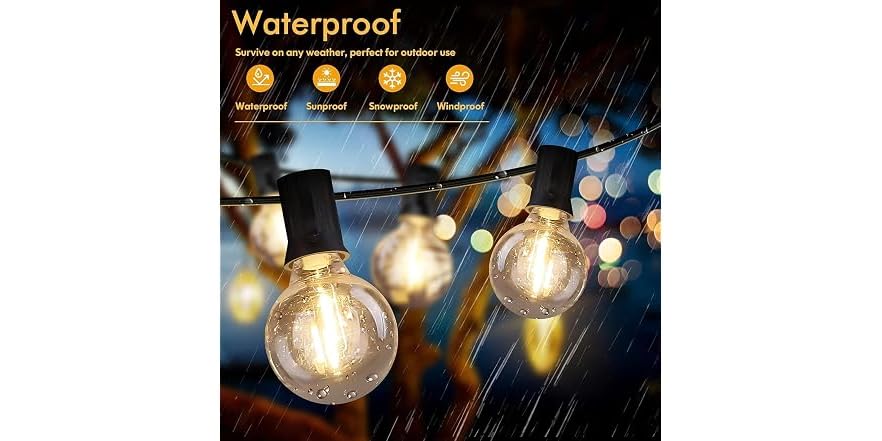 60FT Outdoor String Lights Waterproof