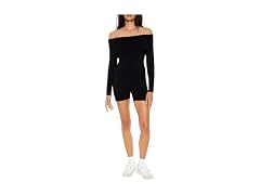 Forever 21 Women (S) Sweater-Knit Romper Black