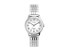 Timex Women's Easy Reader 25mm Perfect Fit Watch – Silver-Tone Case White Dial with Silver-Tone Expansion Band (Open Box)