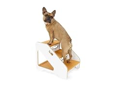 Furhaven Steady Paws 3-Step Pet Stairs, White Tan