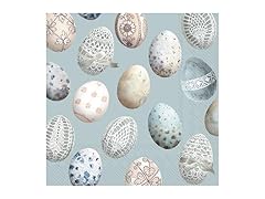 6.5" Paper Napkins Eggs Turquoise 20ct