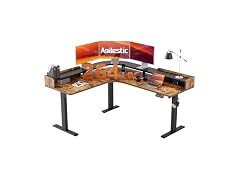 L Shaped Standing Desk with Monitor Shelf