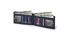 Leather Bifold Wallet Navy Blue RFID