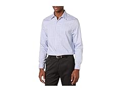 Mens Wrinkle Resistant Blue Grid Check (5XL)