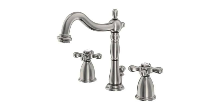 Kingston Brass KB1978AX Heritage Widespread Bathroom Faucet, Brushed Nickel