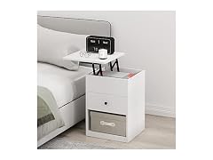 Furinno Jensen Night Stand, Lift-Top Nightstand with Drawer