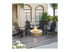 Set of 4 Black Patio Chairs 350lbs