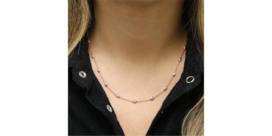 925 Sterling Silver Tri Color 3mm Diamond Cut Station Oval Moon Bead Necklace – 16-30in