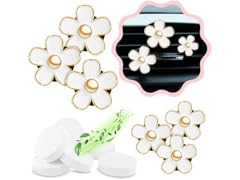 12 Pack Flower Car Air Freshener Clips- White Colorway