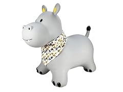 BounceZiez Inflatable Bouncy Ride-On Hopper - Gray Hippo
