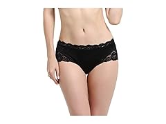 VERANO Lace Briefs Panties (Black, XL)