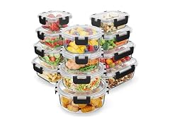 Emporio Kitchen Glass Storage Containers 24 Pieces Black