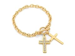 18k Gold Plated Cross Charm Bracelet