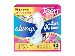 Always Radiant Teen Pads Size 1 Regular Wings